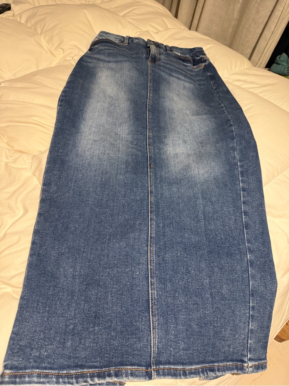 Women’s Blue Denim Maxi Skirt - Classic High-Rise Style